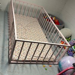 Metal Floor Bed W/ Mattress 