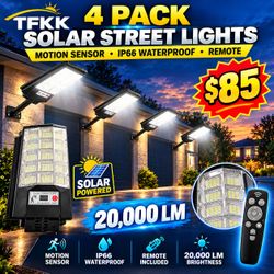 TFKK Solar Street Lights 4-Pack with Remote