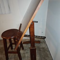 Drawing table with matching stool