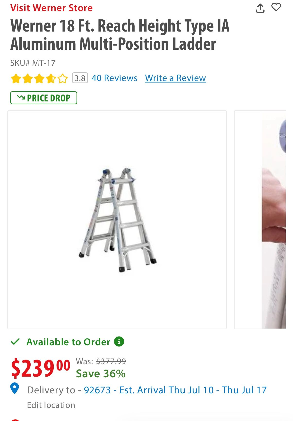 Werner 18ft reach multi position ladder