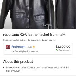 Reportage R.G.A Original Authentic Leather Vintage Jacket (limited Edition)