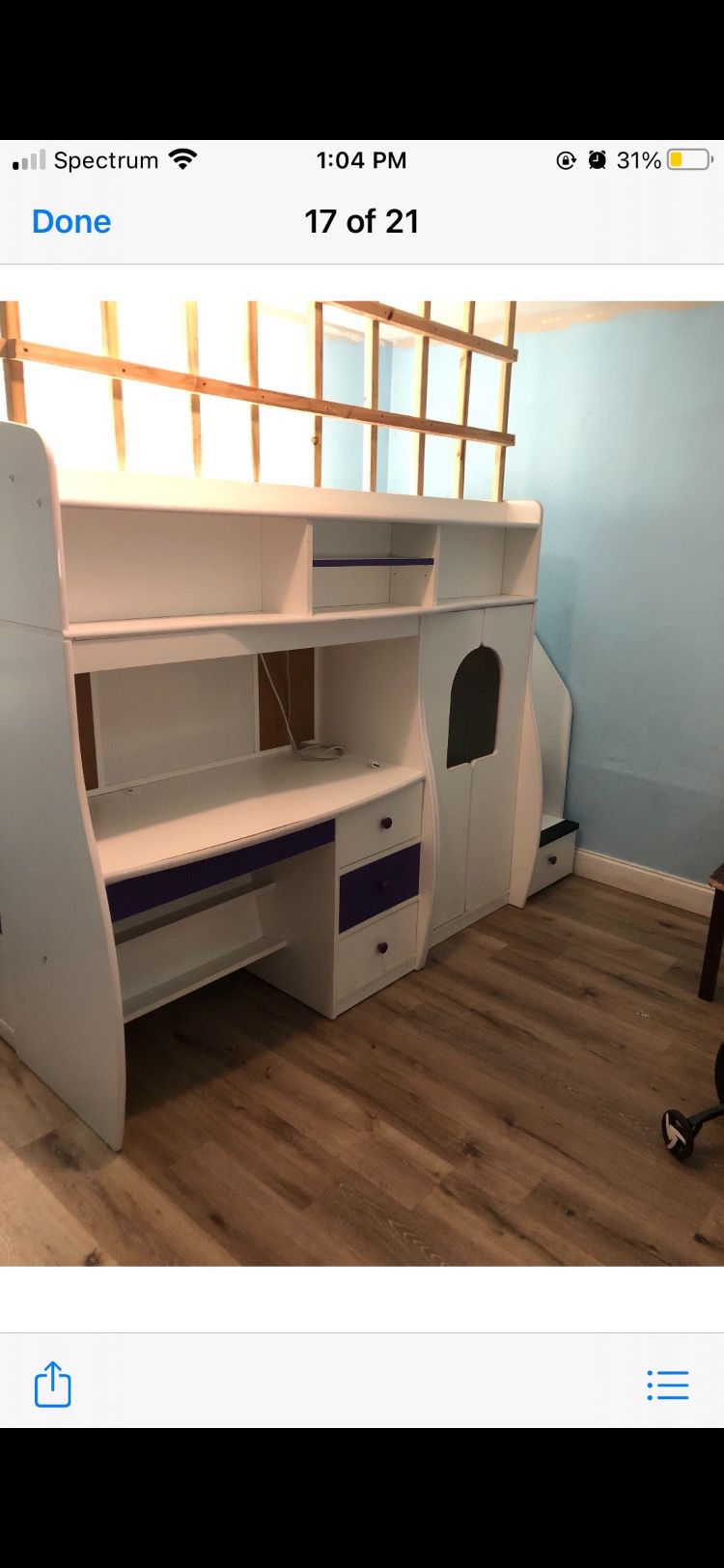 Kids Twin Bed With Desk And Fort