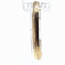 Woman’s Ladies 10k Two Toned White Yellow Gold 7.5” Inch 7.6mm Herringbone Bracelet GP3138682