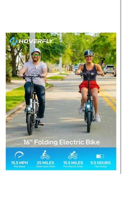 16" Electric Bike, Max 25Miles Range(Pedal-Assist) & Speed 15.5 Mph Power by 350W Motor, Folding E-Bike with Removable Battery, Front Suspension and C