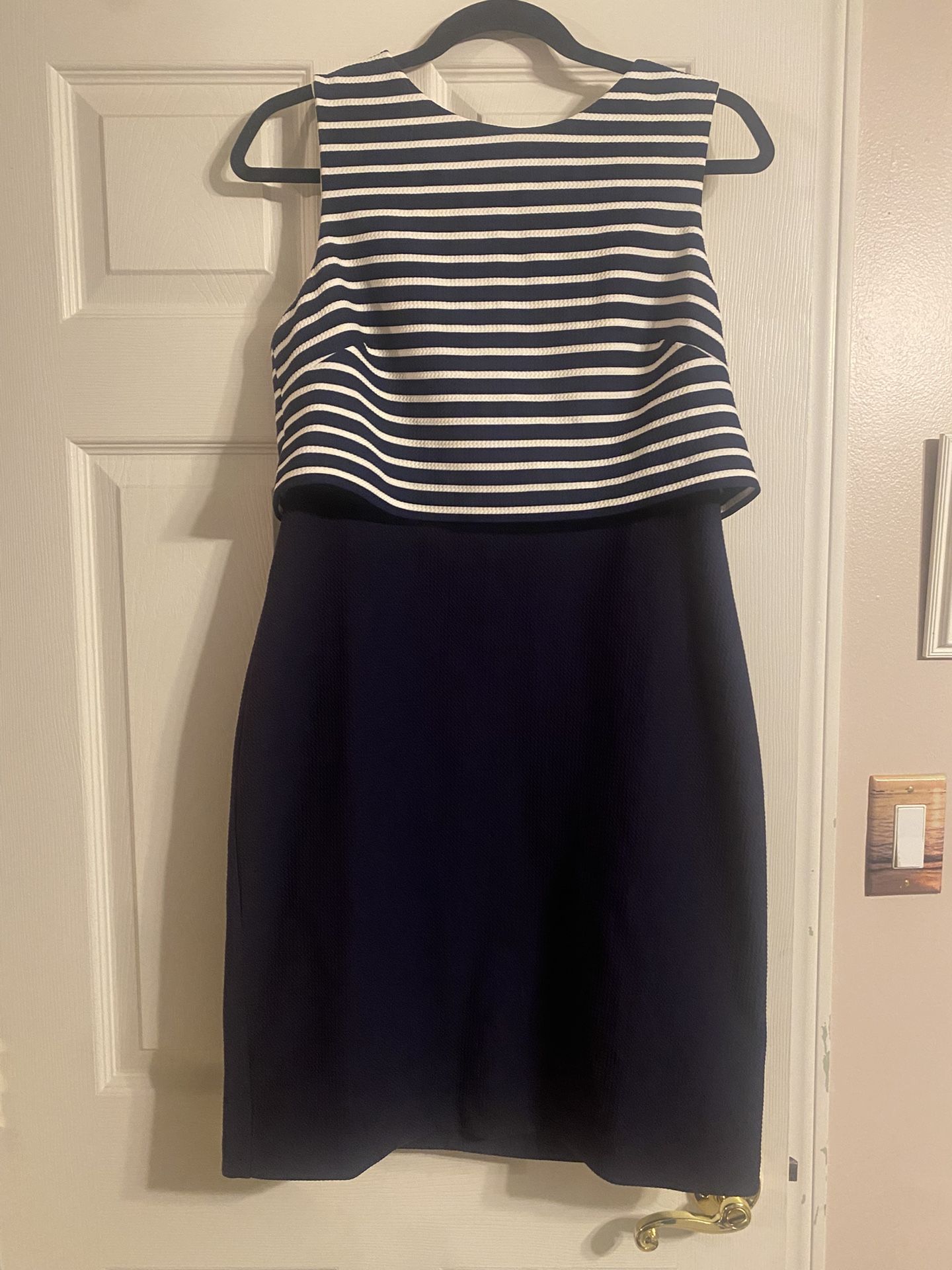 Eliza J Navy And White Striped Dress Size 10