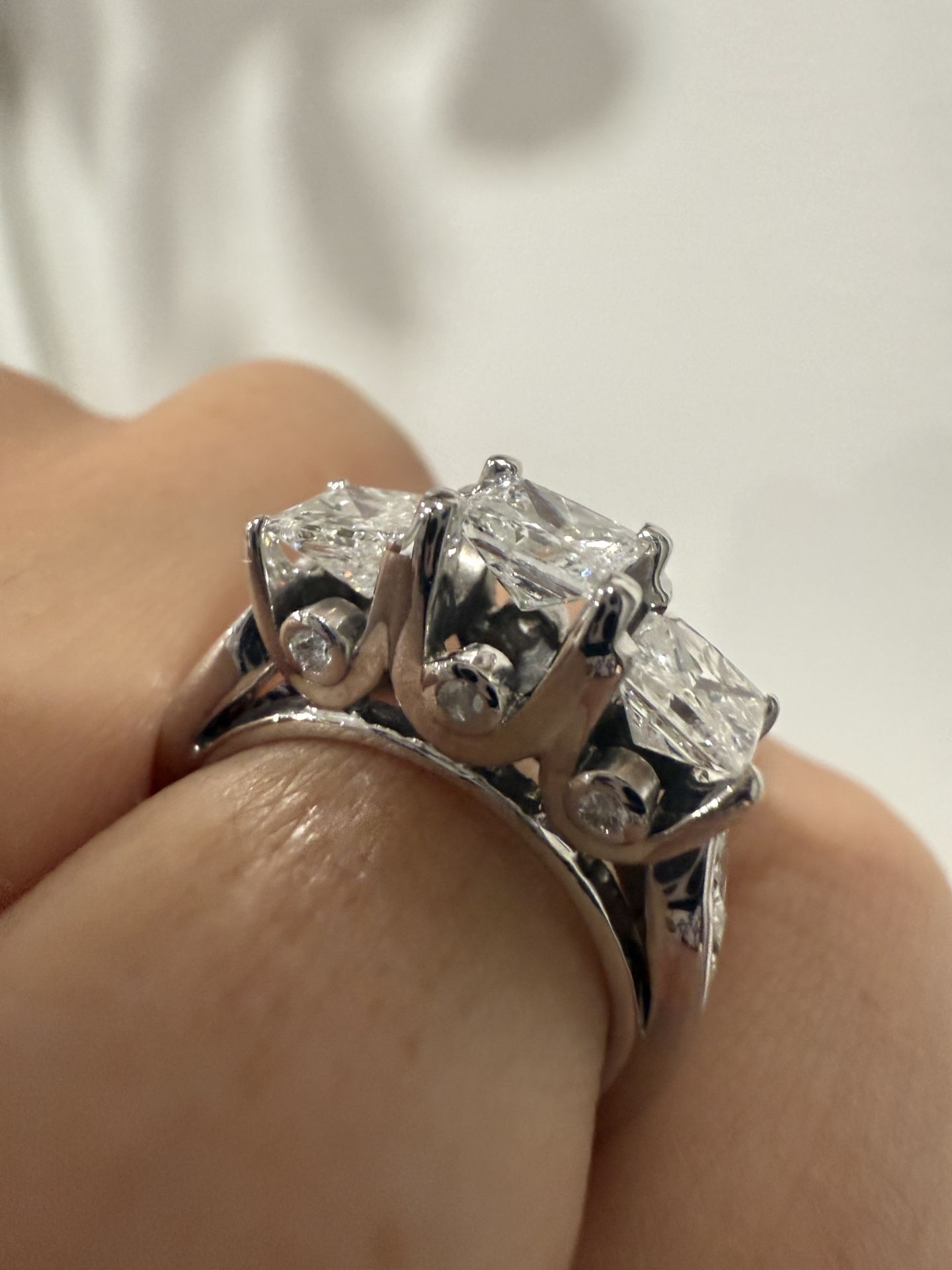14 KT 3ct Princess Diamond Wedding Ring