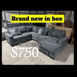 Brand New In Sectional /4-Piece Convertible Sectional Sleeper Sofa, Chaise Storage, Sofa Storage & USB Port