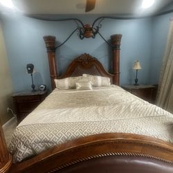 5 Piece King Size Bedroom Set With Canopy 