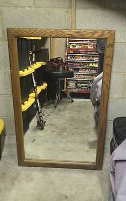 Rectangular Oak Framed Wall Mirror