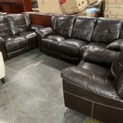 Leather Sofa set with Recliners