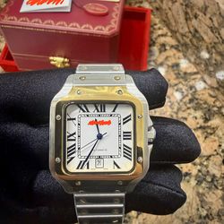 Silver/Gold Men’s Luxury Watch White Face 41MM