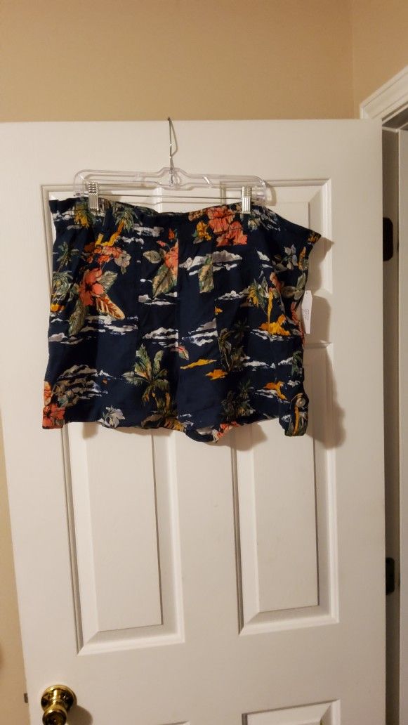 Time and Tru Tropical Linen Shorts Size XXL