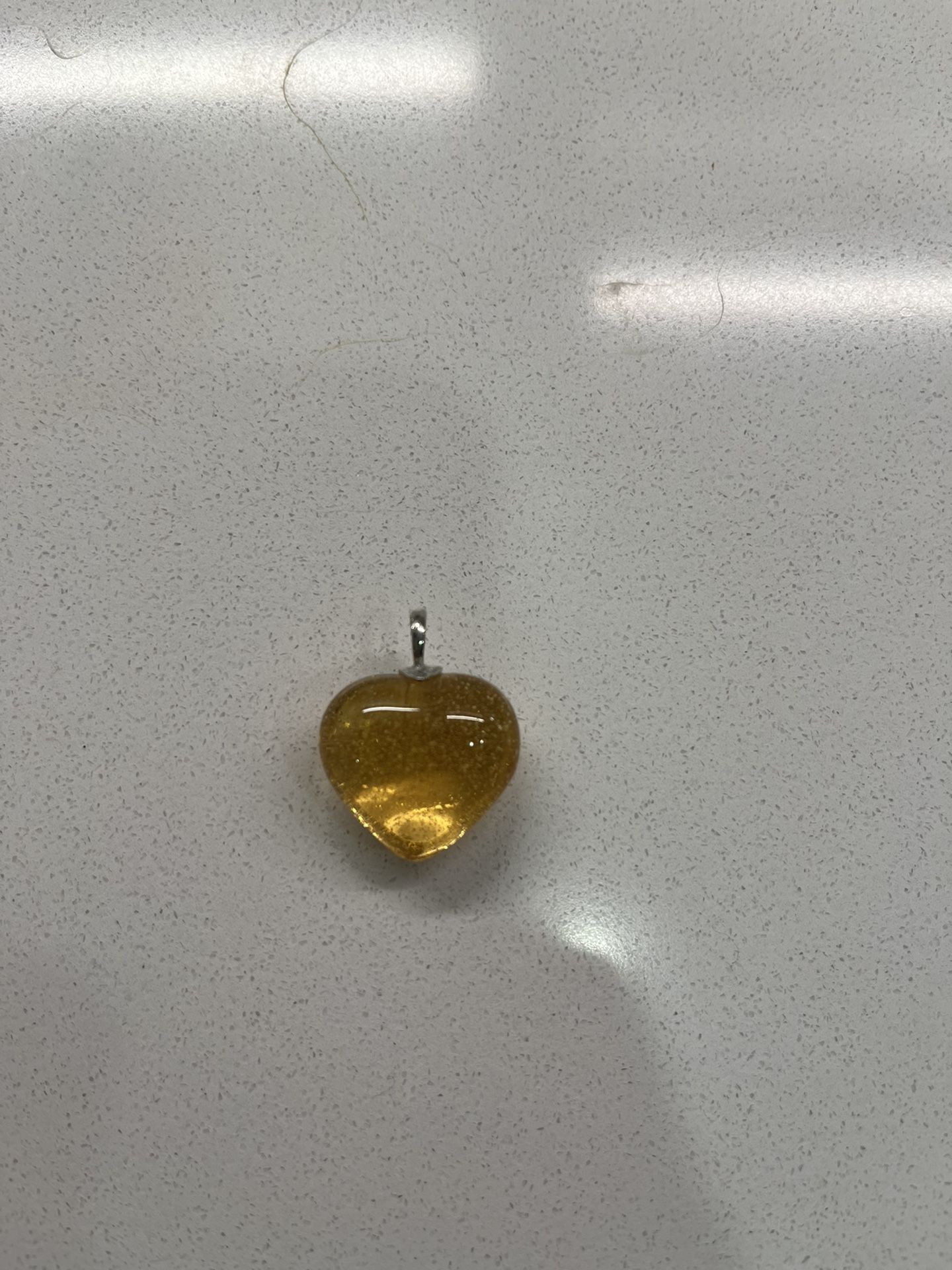 Sterling silver heart shaped amber necklace pendant