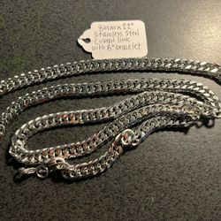 Mens 8mm Cuban Link Stainless Steel Matching Set