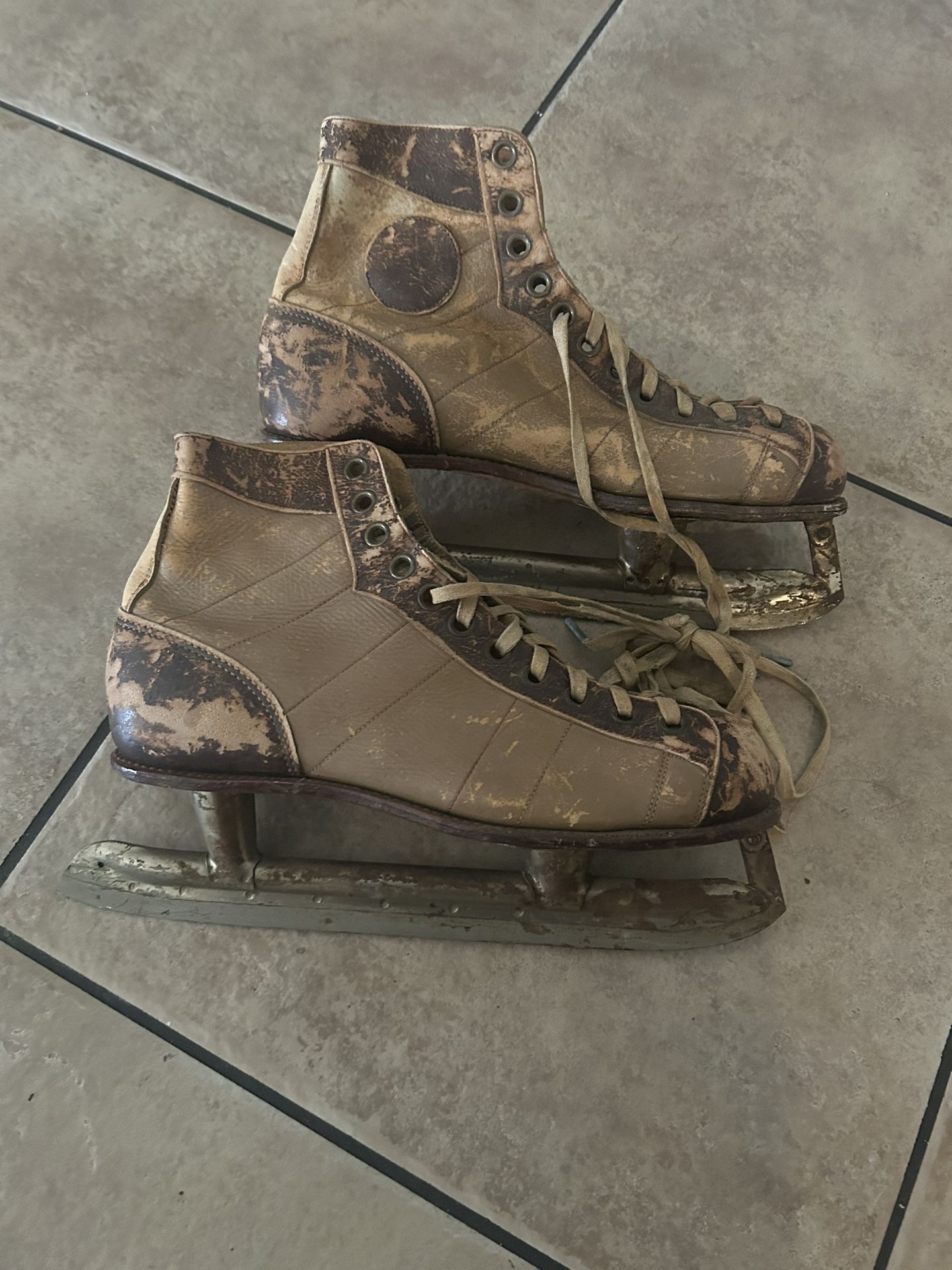 Vintage Leather Ice Skates