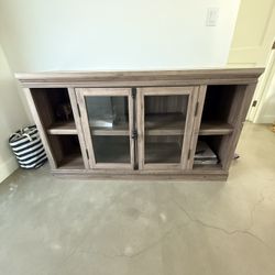 Wood TV Stand / Media Console with Glass Doors