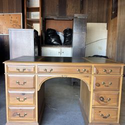 Antique Leather Top Bankers desk
