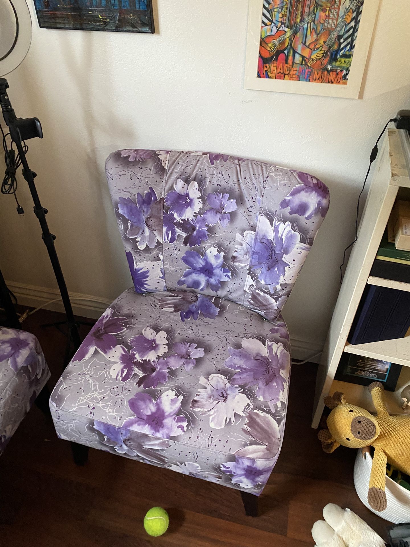 2 Blue And Purple Cushioned Chairs