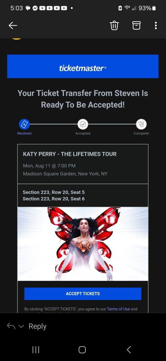 2 Katy Perry Tickets