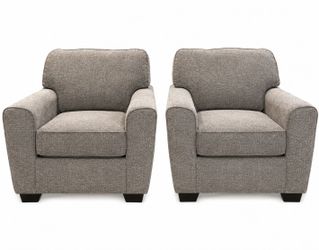Vintage Set of 2 Textured Chenille Fabric Club Chairs