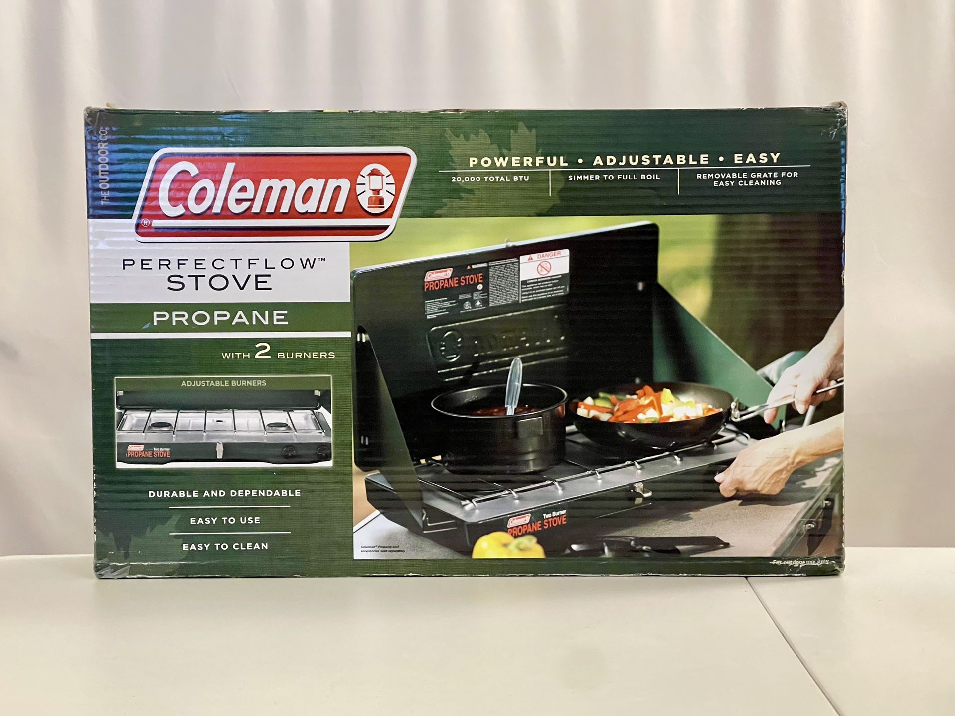 New - Coleman Perfectflow Propane Stove with 2 Burners Factory Sealed - Ship Only