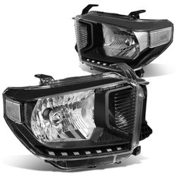 Motoring HL-OH-TTUND14-BK-CL1 For 2014 to 2021 Toyota Tundra Pair Black Housing Clear Side Headlight Headlamps