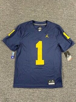 Jordan Jumpman Michigan Wolverines Navy Blue College Football Jersey #1 Men's sz S sz M sz L  
