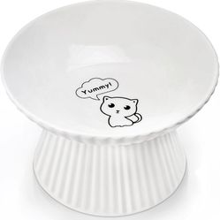 ComeSoon Upgraded 6.5" Extra Wide Ceramic Elevated Cat Bowls
