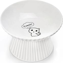 ComeSoon Upgraded 6.5" Extra Wide Ceramic Elevated Cat Bowls