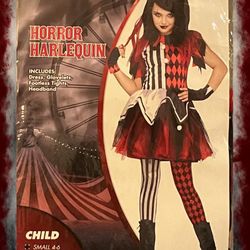 Kids Horror Harlequin Halloween Costume - Size Small (4-6)