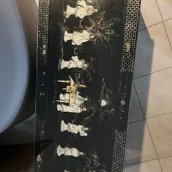 Black Lacquer Mother of Pearl Chinese Coffee Table 
