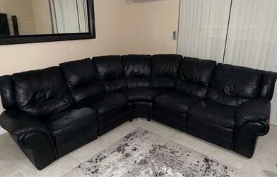 Luxury Black Leather Reclining Sectional Sofa – Oversized, Comfortable & Family Sized