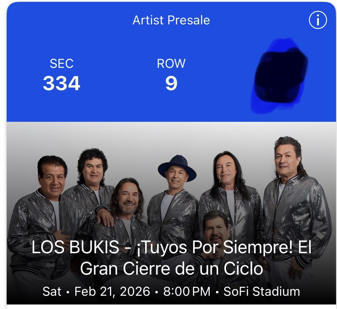 Los Bukis 2 Tickets Sofi 02/21/26