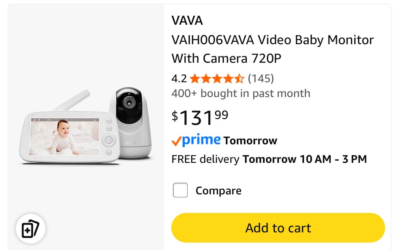 VAVA VAIH006 Baby Monitor 720P Camera Night Vision Two-Way Audio NIB