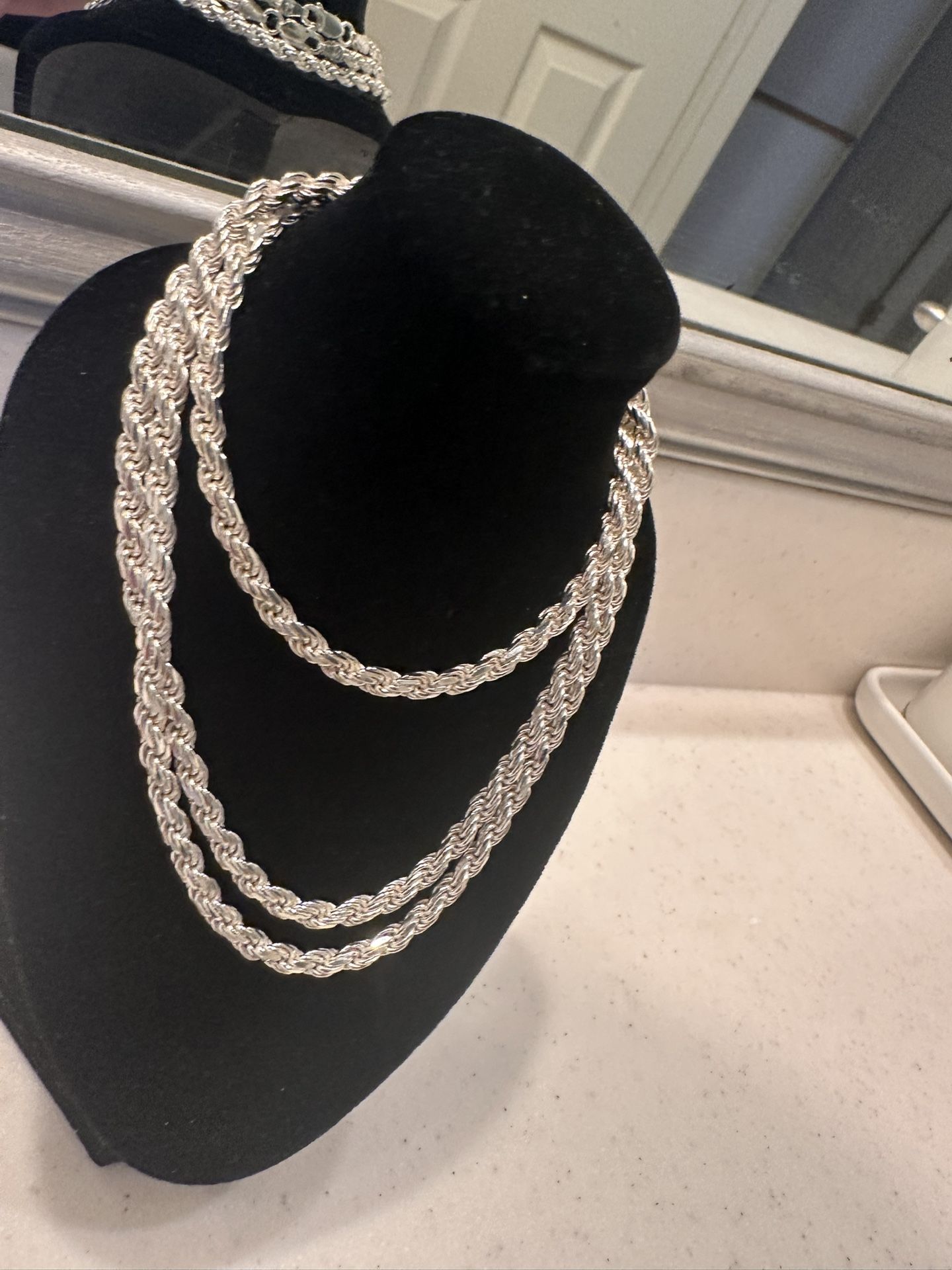 Matching Silver Rope Necklace & bracelet