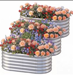 NEW IN BOX 3 Pack 4×2×1.5ft Galvanized Raised Garden Bed Outdoor, Sturdy Planter Boxes