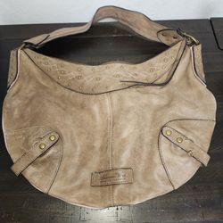 American West Brown Genuine Leather Studded Embroidery Buckle Hobo Shoulder Bag 