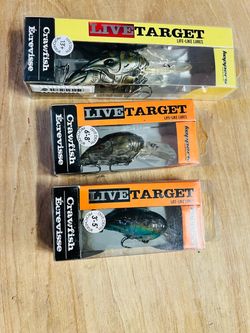 3 Live Target Crawdad Crankbaits, Bass Fishing Lures, New