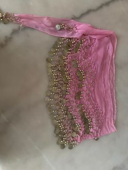 Vintage Lavender Chitton Belly Dance Hip Visit > Scarf with Beads and Gold Coins
