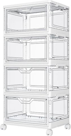 Kmiectse Clear Storage Bins with Lids 4-Tier