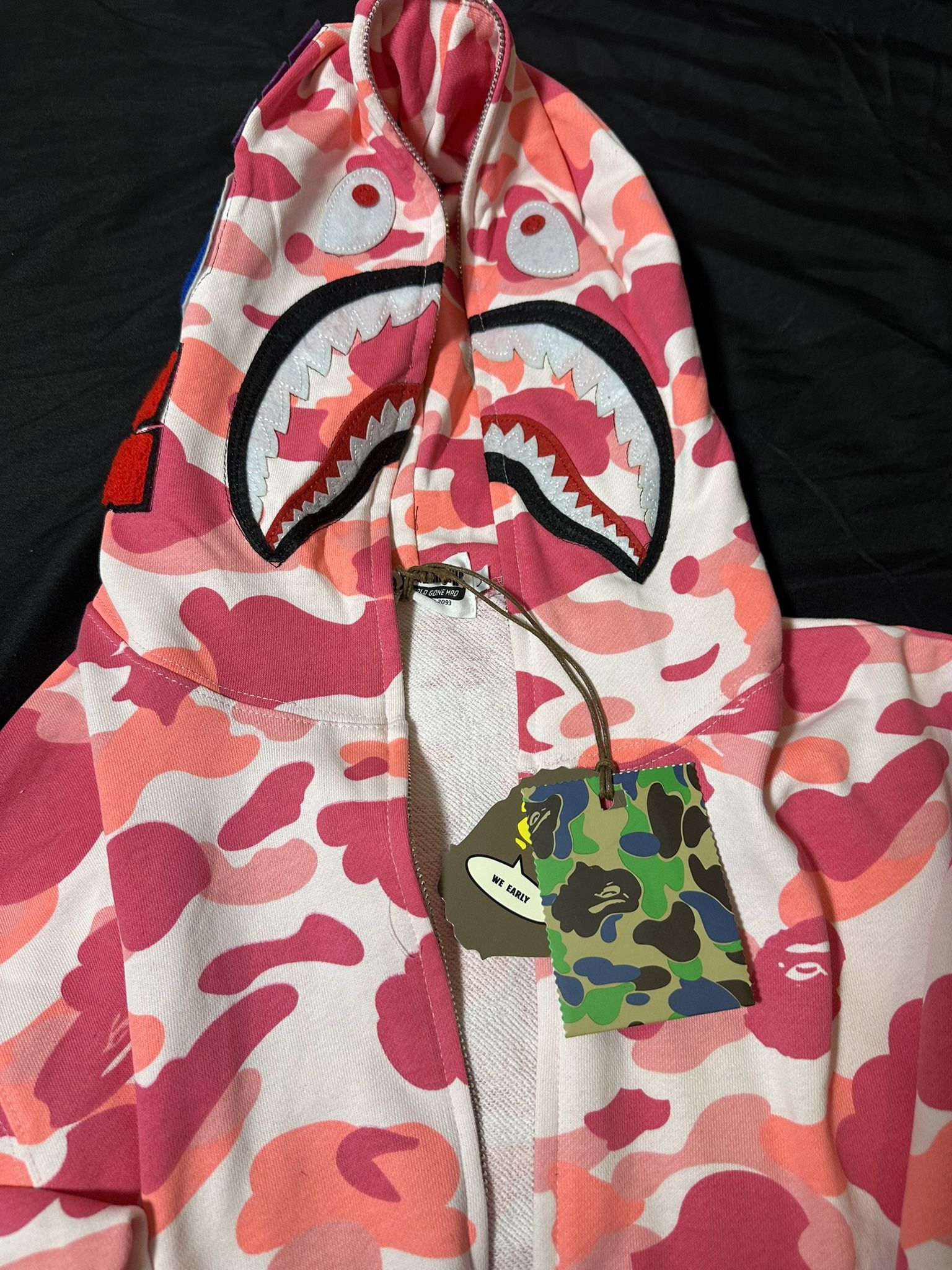 BAPE Pink Full Zip Hoodie New L w Tags and Bag