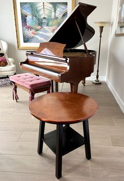 Round Copper Metallic Tone Top Accent Table with Lower Shelf (was very expensive)