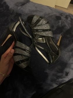 ANTONIO MELANI Black glitter sparkle 4 inch heels in size 7 LIKE NEW