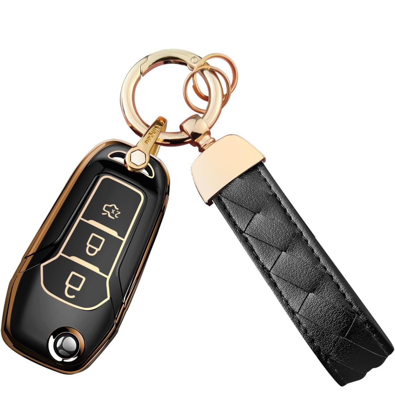 for Ford Key Fob Cover Keychain Fit for,2015 2016 2017 2018 2019 F150 F250,Focus 3 Escort Kuga Everest Fiesta Mustang Edge MKV S-MAX Fusion 2016 Range