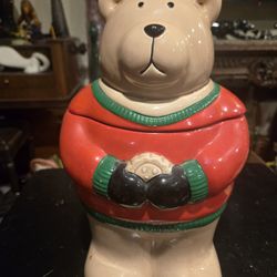 Christmas Bear Cookie Jar
