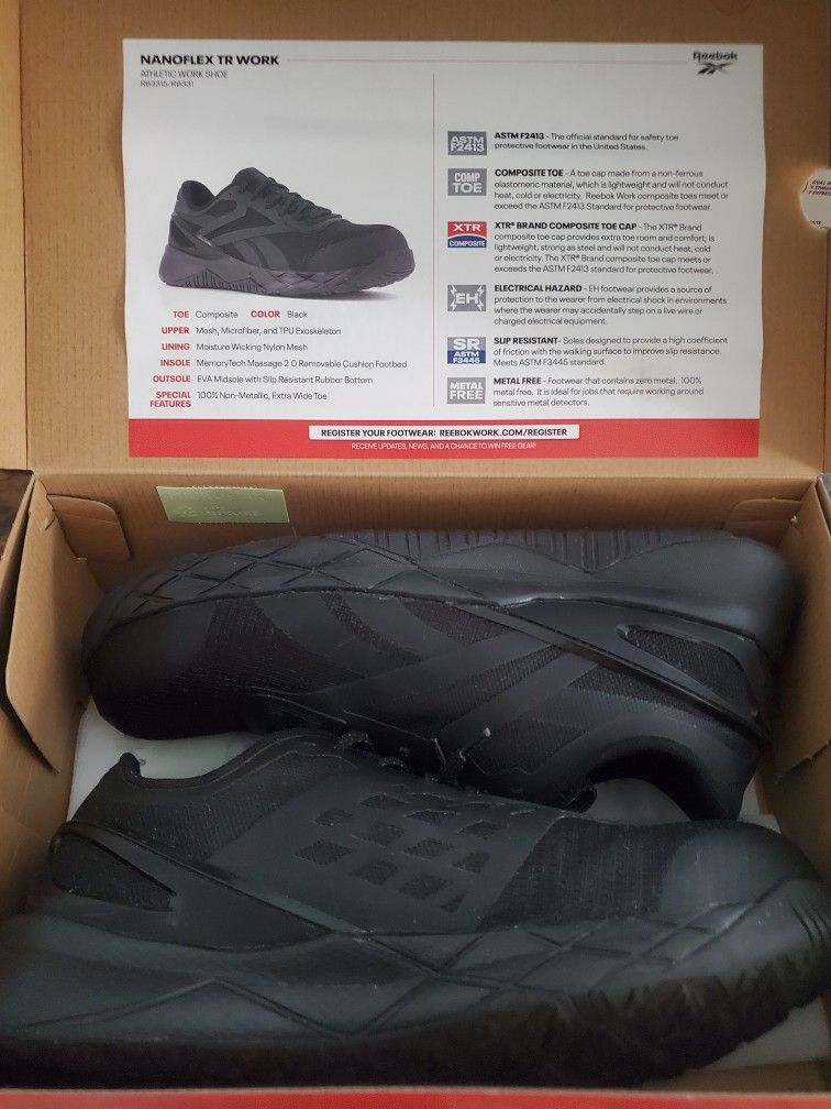 Reebok Men's Athletic Work Shoe RB3315 Black Size 10