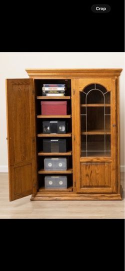 2 oak cabinets