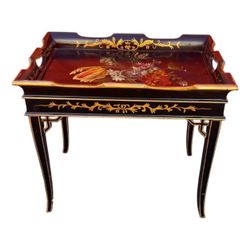 Hand-Painted Vintage Chinoiserie Tray Table