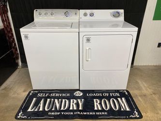 GE 3.8 Cu Ft Top Load Washer & 7.0 Cu Ft Electric Dryer White Like New 🛡️ 30-Day Warranty
