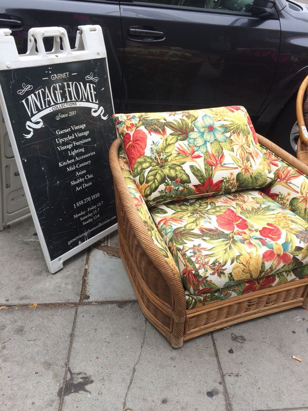Tropical Rattan Wicker Chair Bohemian New Fabric For Sale In San Diego CA Tropical Rattan Wicker Chair Bohemian New Fabric For Sale In San Diego CA